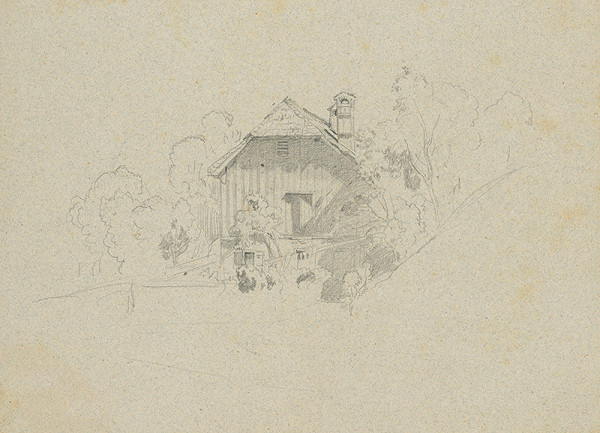 Jan Novopacký – Náčrt domu obklopeného stromami