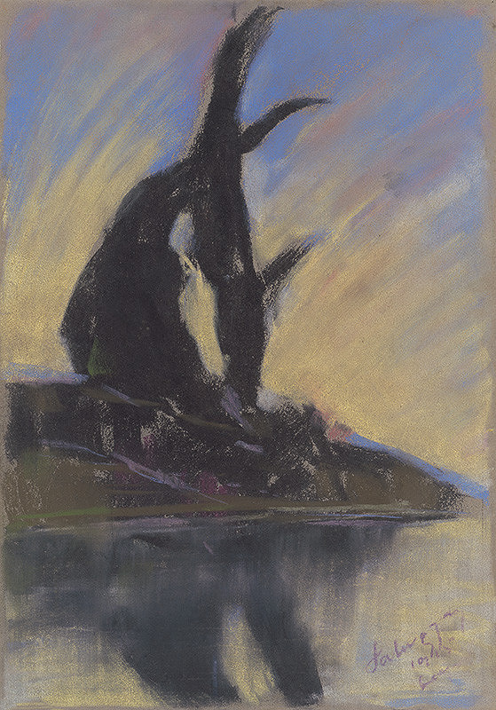 Zolo Palugyay – Black Poplar Trees Silhouettes near the River 