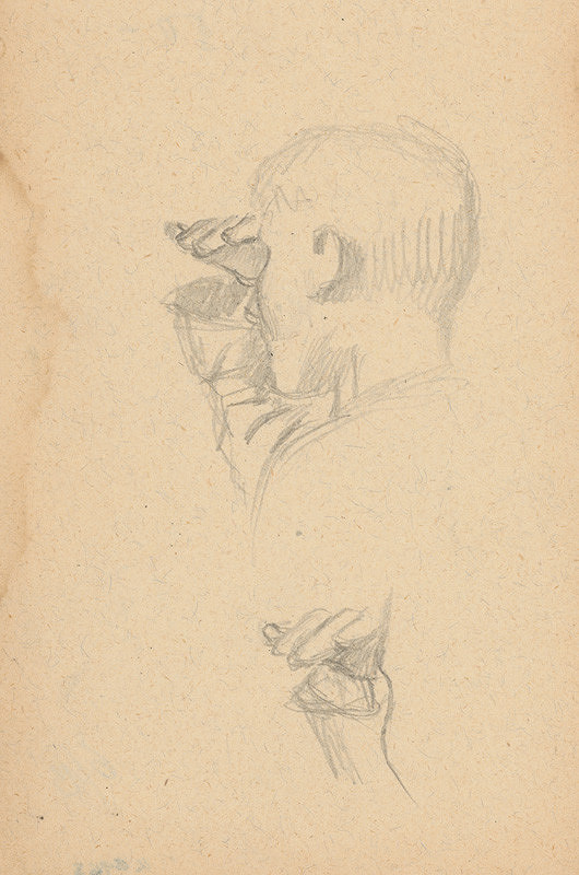 Gustáv Mallý – Štúdia hlavy so zaclonenými očami 