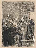 Viliam Weisskopf – Skupina mužov v miestnosti ticho gestikulujúcich 