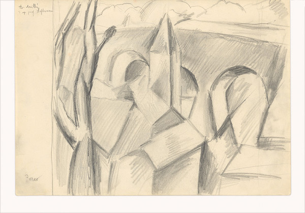 Dezider Milly – Kresba podľa Picassa (Krajina s mostom)