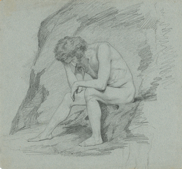 František Klimkovič – Study for the Painting Last Moments of King Salomon (Seated Male Nude)