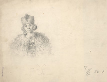 František Klimkovič – Study of a Portrait of a Young Man in a Fur Vest and a Fur Hat 