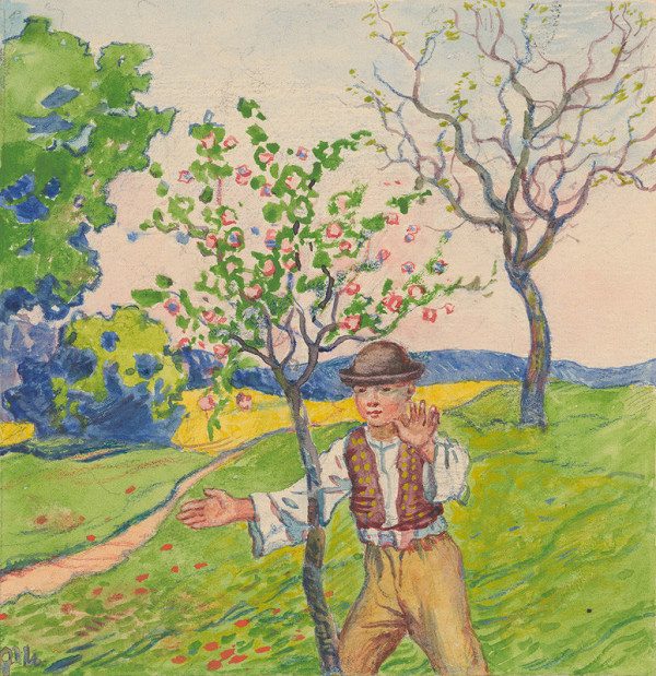 Gustáv Mallý – 3. - A Boy in a Spring Orchard