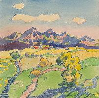 Gustáv Mallý – 8. - A View of a Village below the Mountain among Meadows 