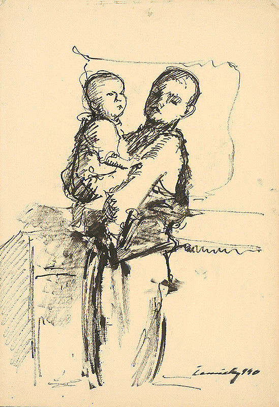 Ladislav Čemický – Chlapec s dieťaťom na rukách 