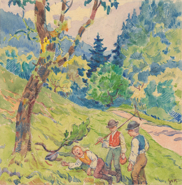 Gustáv Mallý – 12.- Traja chlapci na kraji lesa 