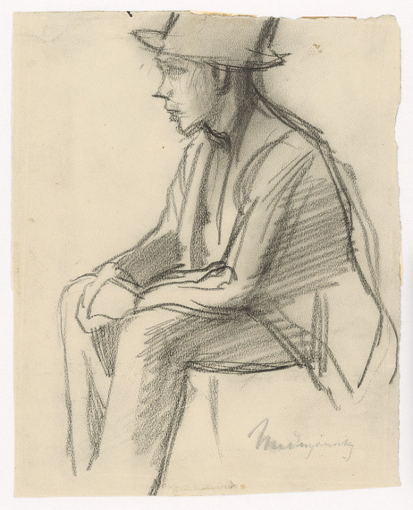 Ladislav Mednyánszky – Štúdia sediaceho muža v klobúku 
