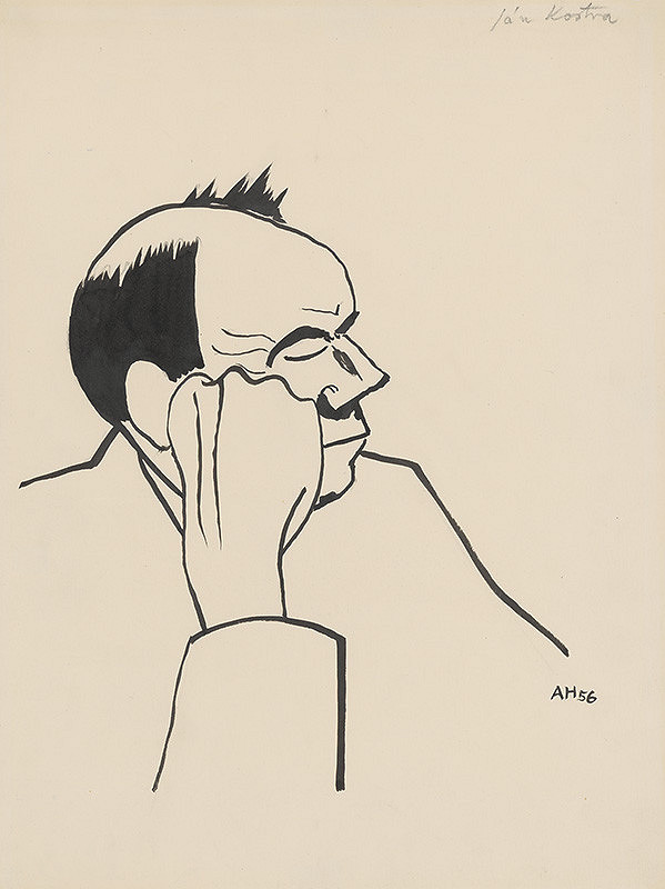 Adolf Hoffmeister – Caricature Drawing of Jozef Kostka