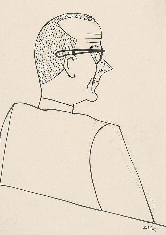 Adolf Hoffmeister – Caricature Drawing of Orest Dubay