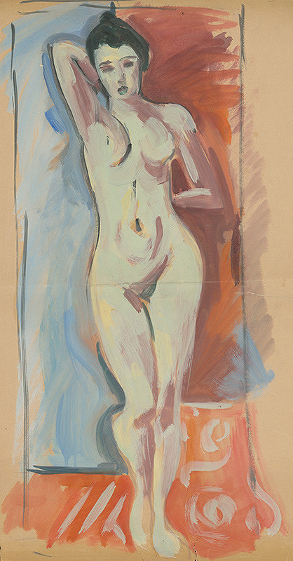 Eugen Nevan – Standing Nude with Arms Crossed