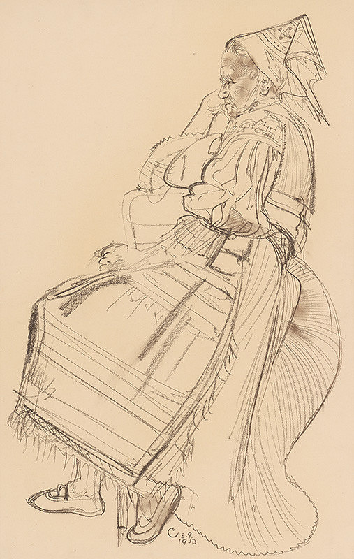 Štefan Cpin – Sediaca žena v kroji 