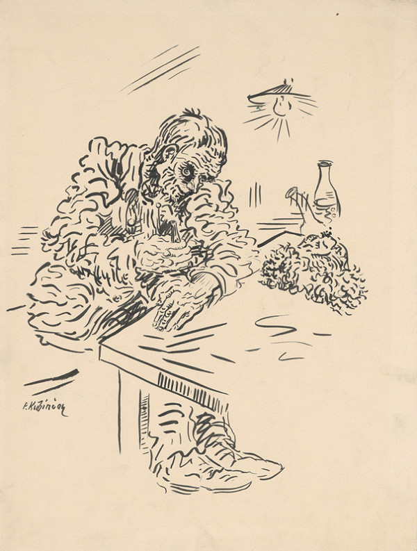 Arnold Peter Weisz-Kubínčan – Drinking Man at a Table 