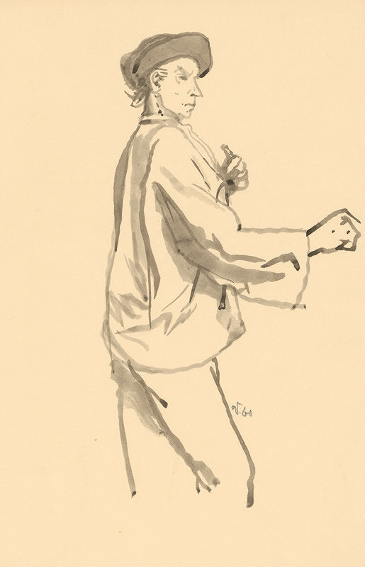 Jaroslav Vodrážka – Kresba sedliaka z profilu