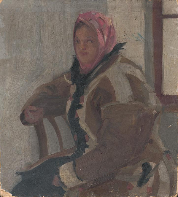 Gustáv Čemický – Study of a Villager in a Fur Coat