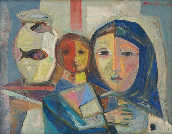 Ján Mudroch – Matka s dieťaťom pri akváriu 