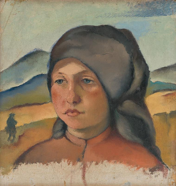 Vladimír Gessay – Štúdia dievčenskej hlavy v šedej šatke 