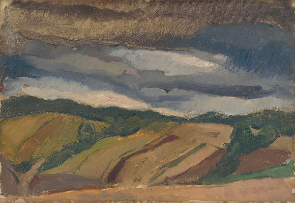 Vladimír Gessay – Sketch of a Landscape with Fields and Clouds