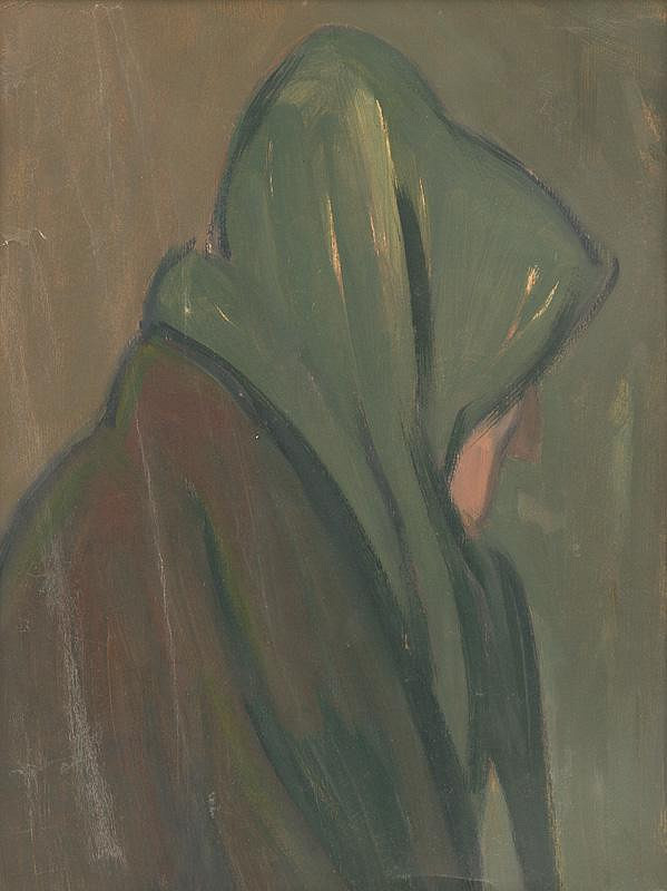 Jozef Ilečko – Old Woman in Green Headscarf