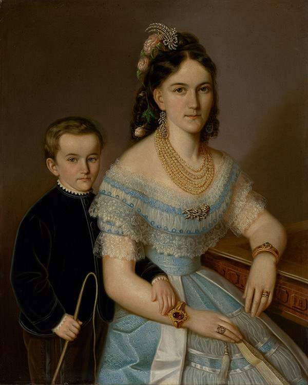 Peter Michal Bohúň – Portrait of Ľudmila Zmeškalová (neé Pongráczová) with son Jozef
