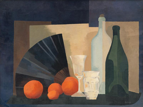 Ester Šimerová-Martinčeková – Still Life with an Orange and a Fan