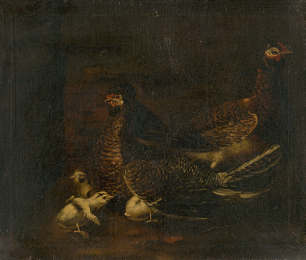Stredoeurópsky maliar z 1. polovice 18. storočia – Kvočka s kuriatkami
