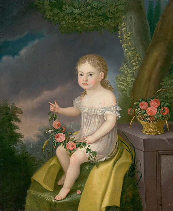 Nemecký maliar z 19. storočia – Dieťa s kvetmi