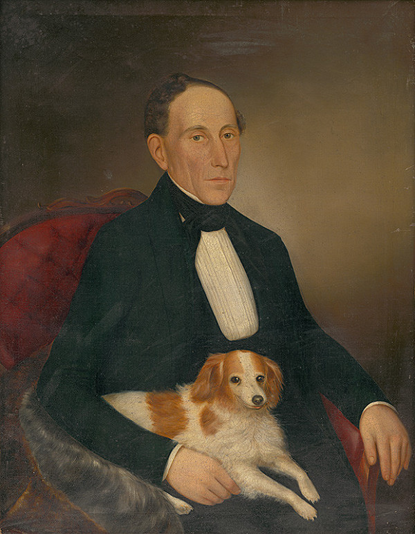 Palinka – Podobizeň sediaceho muža so psom