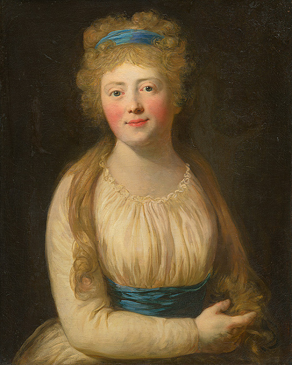 Viedenský maliar z konca 18. storočia – Portrait of a Woman in Pale Clothes with a Blue Ribbon in her Hair 