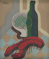 Václav Vrbský – Zátišie s fľašou a s rakom 