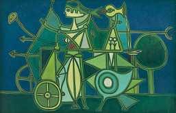 Óscar Domínguez – Composition with Blue Background 