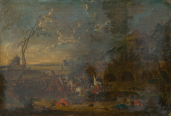 Západoeurópsky maliar z 18. storočia – Jazdecká bitka
