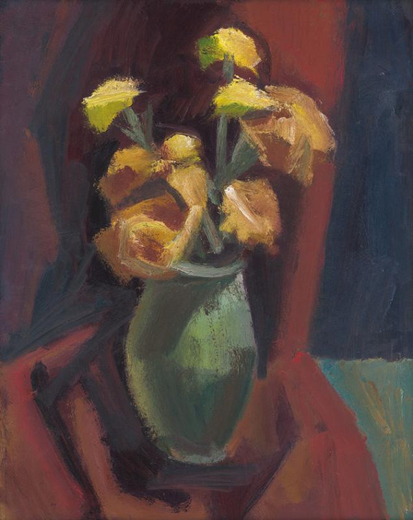 Ernest Zmeták – Flowers in a Green Jug