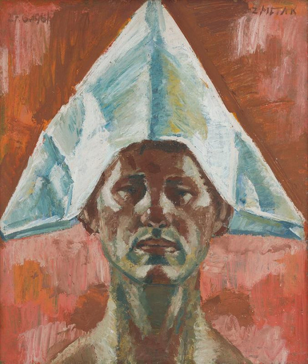 Ernest Zmeták – Self-Portrait with a Paper Hat