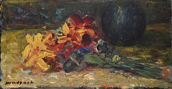 Ján Mudroch – Still Life with Yellow Flowers and a Melon