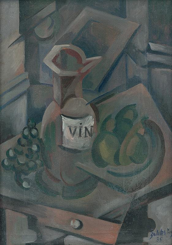 Ján Želibský – Still Life with a Wine Jug and Fruit