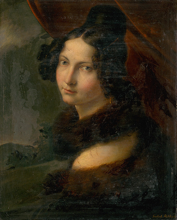 Friedrich Schilcher – Portrait of a Young Lady in a Fur Collar