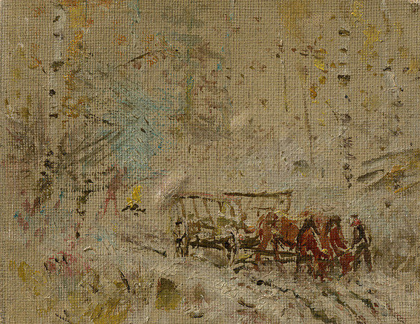 Ladislav Mednyánszky – Winter Landscape with a Hay Wagon