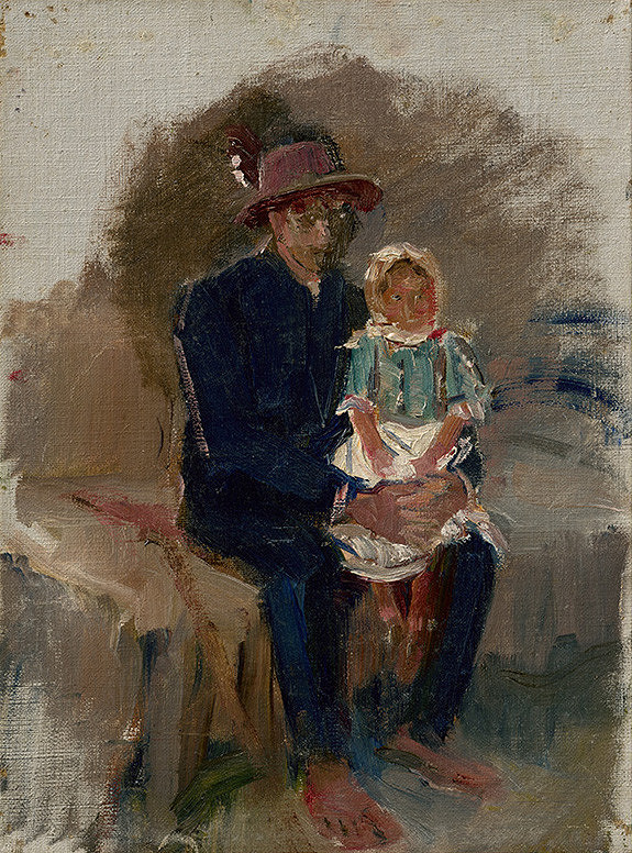 Ladislav Mednyánszky – Seated Gypsy with a Girl on his Knees