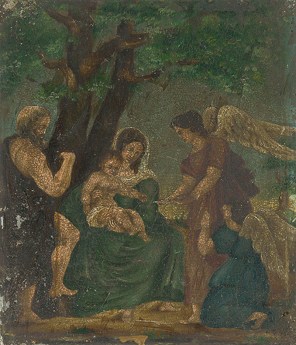 Západoeurópsky maliar z 2. tretiny 17. storočia – Mária s dieťaťom medzi anjelmi a sv.Jánom Krstiteľom