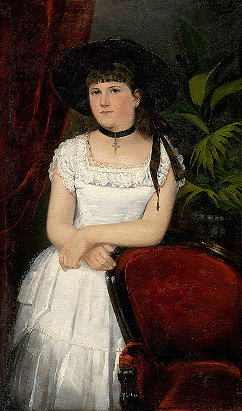 Ľudovít Kubányi – Portrait of a Girl in Black Hat