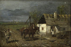 Ľudovít Kubányi – A Stop in front of a Tavern 