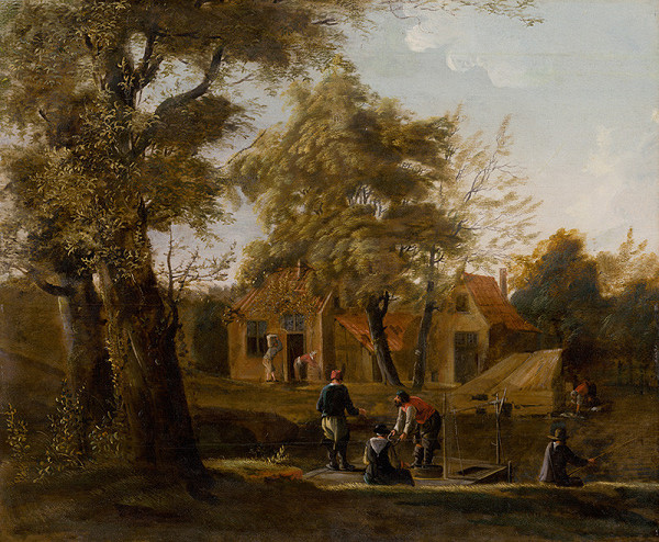 Holandský maliar zo začiatku 18. storočia – Rybári na rieke