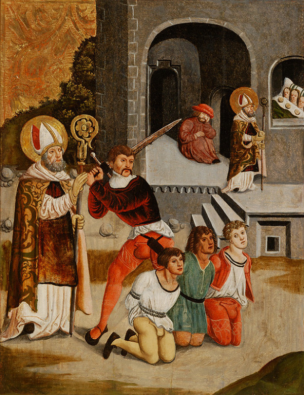 Slovenský maliar z 1. tretiny 16. storočia – Svätý Mikuláš zachraňuje troch mladíkov pred sťatím, Zajatie Ježiša - rub 