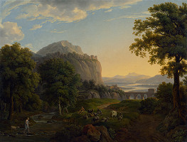 Johann Nepomuk Schödlberger – Romantická krajina s pastierom kôz 