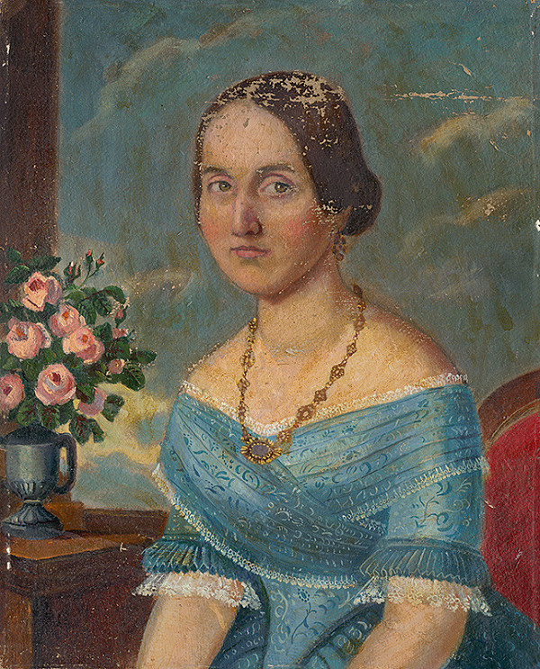 Slovenský maliar z polovice 19. storočia – Portrét dámy s retiazkou