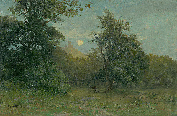 Ľudovít Čordák – Moonlit Landscape with Hrad Slanec