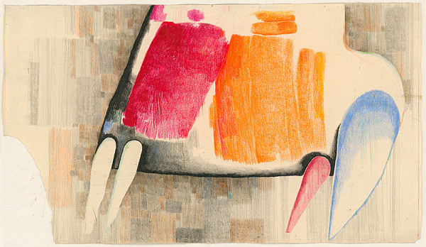 Milan Paštéka – Mesiac a kôň - Návrh na gobelín 