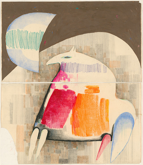 Milan Paštéka – Mesiac a kôň - Návrh na gobelín 