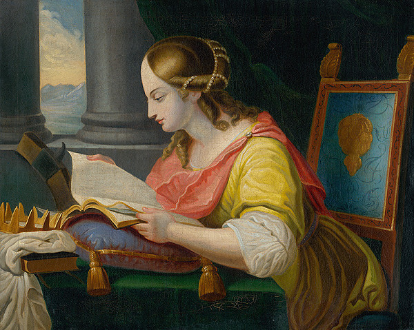 Neznámy maliar – Sediaca svätá Katarína pri štúdiu